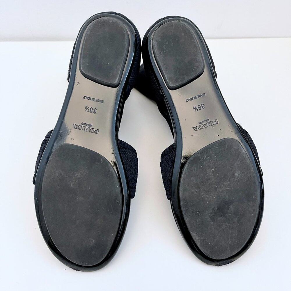 Prada Knitted Black Stretch Sock Flat Sandals Cutouts - Picture 13 of 13